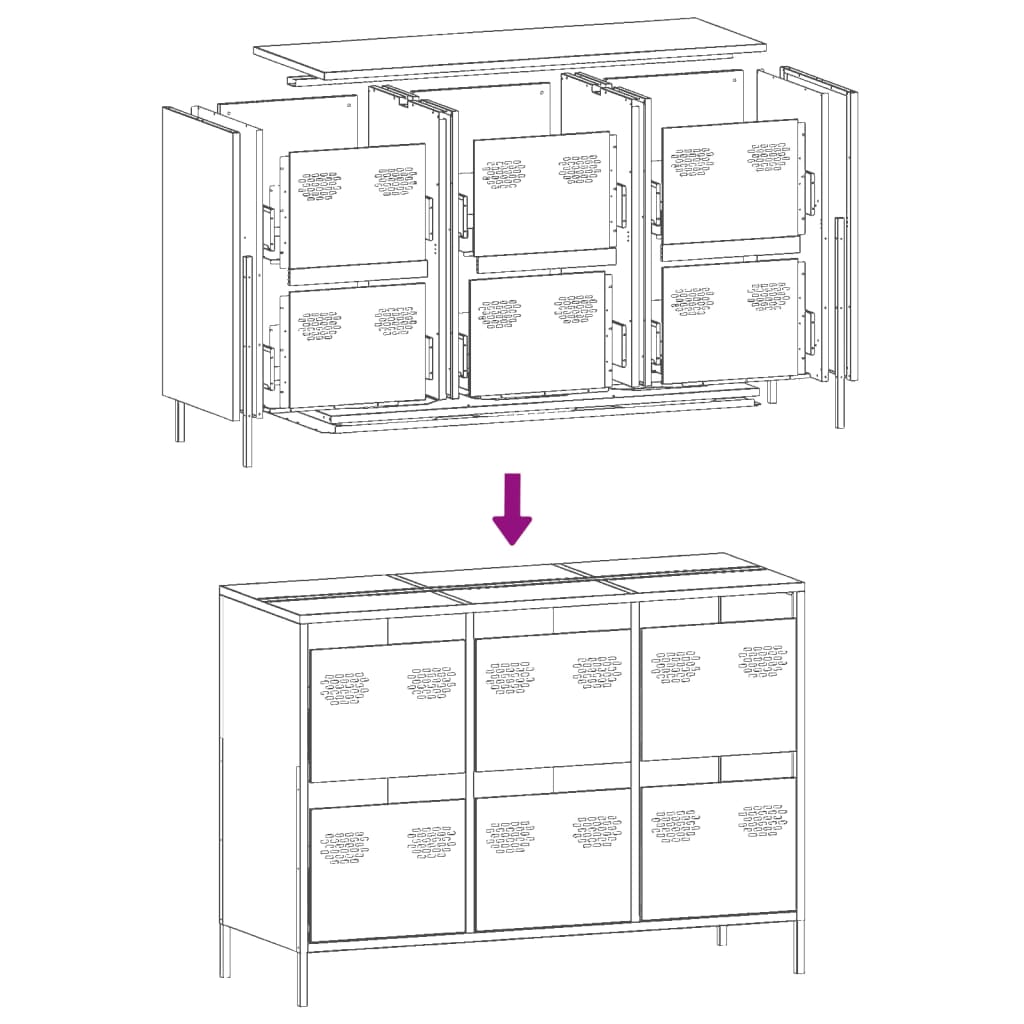 Dressoir 101,5x39x73,5 cm koudgewalst staal olijfgroen - AllerleiShop