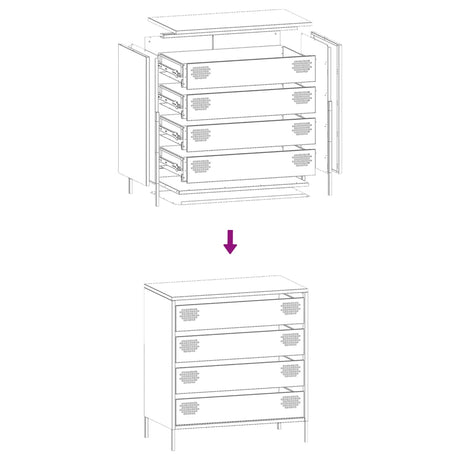 Dressoir 68x39x73,5 cm koudgewalst staal zwart - AllerleiShop