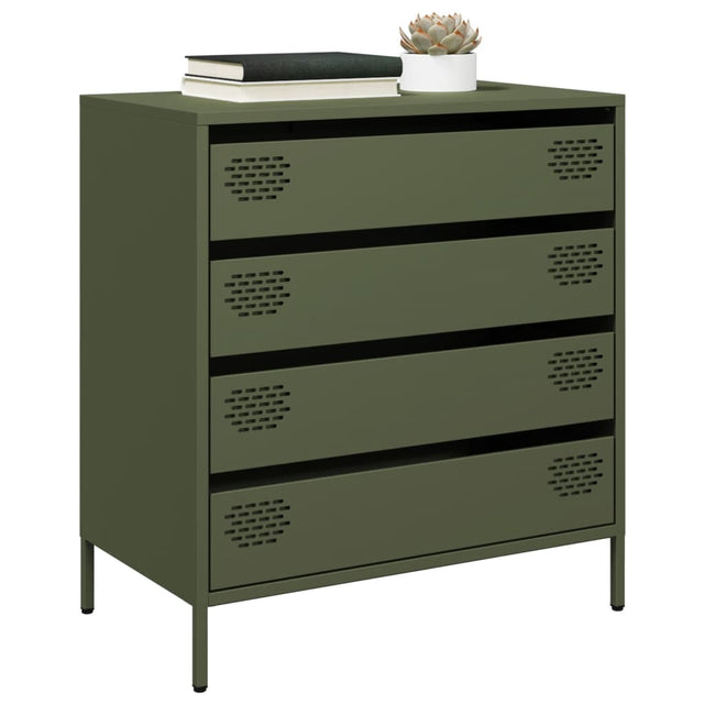 Dressoir 68x39x73,5 cm koudgewalst staal olijfgroen - AllerleiShop