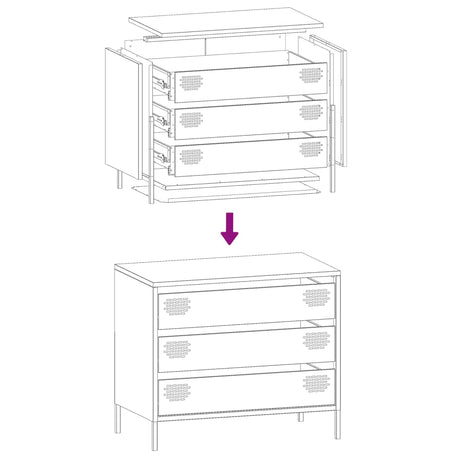 Dressoir 68x39x58,5 cm koudgewalst staal zwart - AllerleiShop