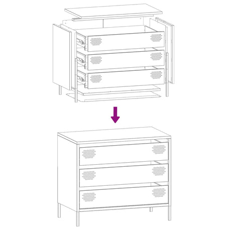 Dressoir 68x39x58,5 cm koudgewalst staal mosterdgeel - AllerleiShop