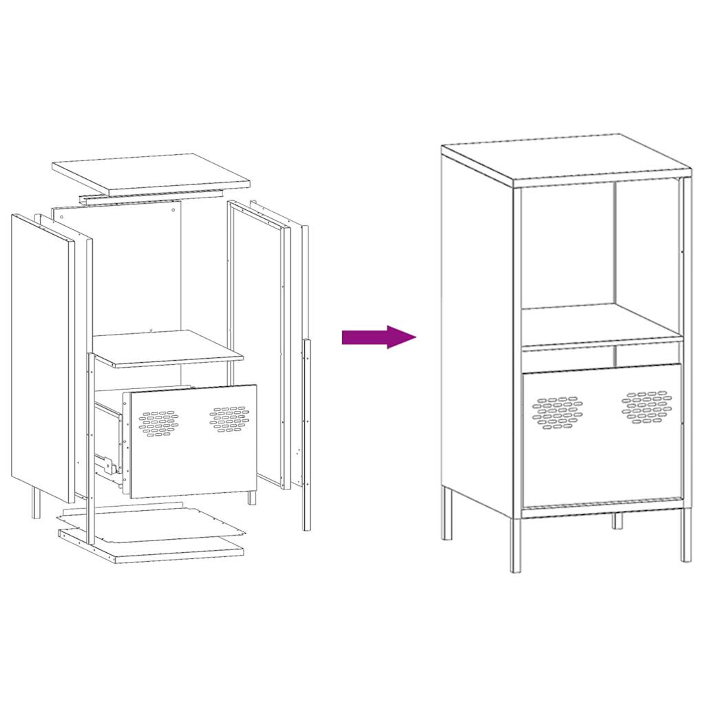 Dressoir 35x39x73,5 cm koudgewalst staal mosterdgeel - AllerleiShop