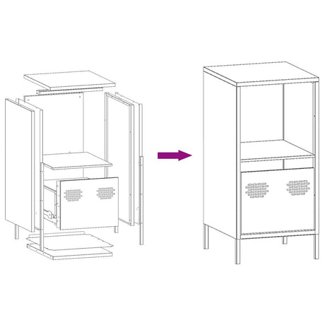 Dressoir 35x39x73,5 cm koudgewalst staal mosterdgeel - AllerleiShop