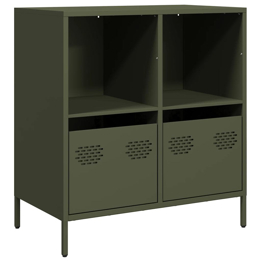 Dressoir 68x39x73,5 cm koudgewalst staal olijfgroen - AllerleiShop