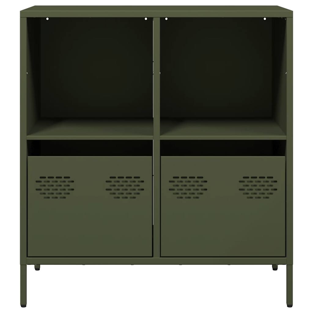 Dressoir 68x39x73,5 cm koudgewalst staal olijfgroen - AllerleiShop