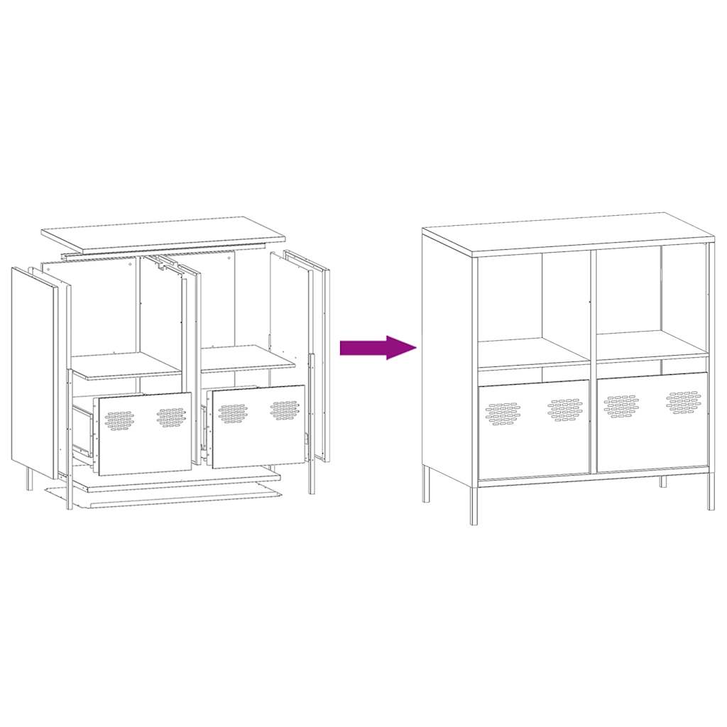 Dressoir 68x39x73,5 cm koudgewalst staal olijfgroen - AllerleiShop