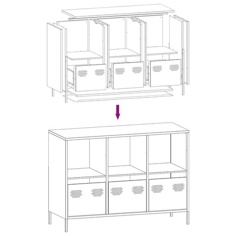 Dressoir 101,5x39x73,5 cm koudgewalst staal roze - AllerleiShop