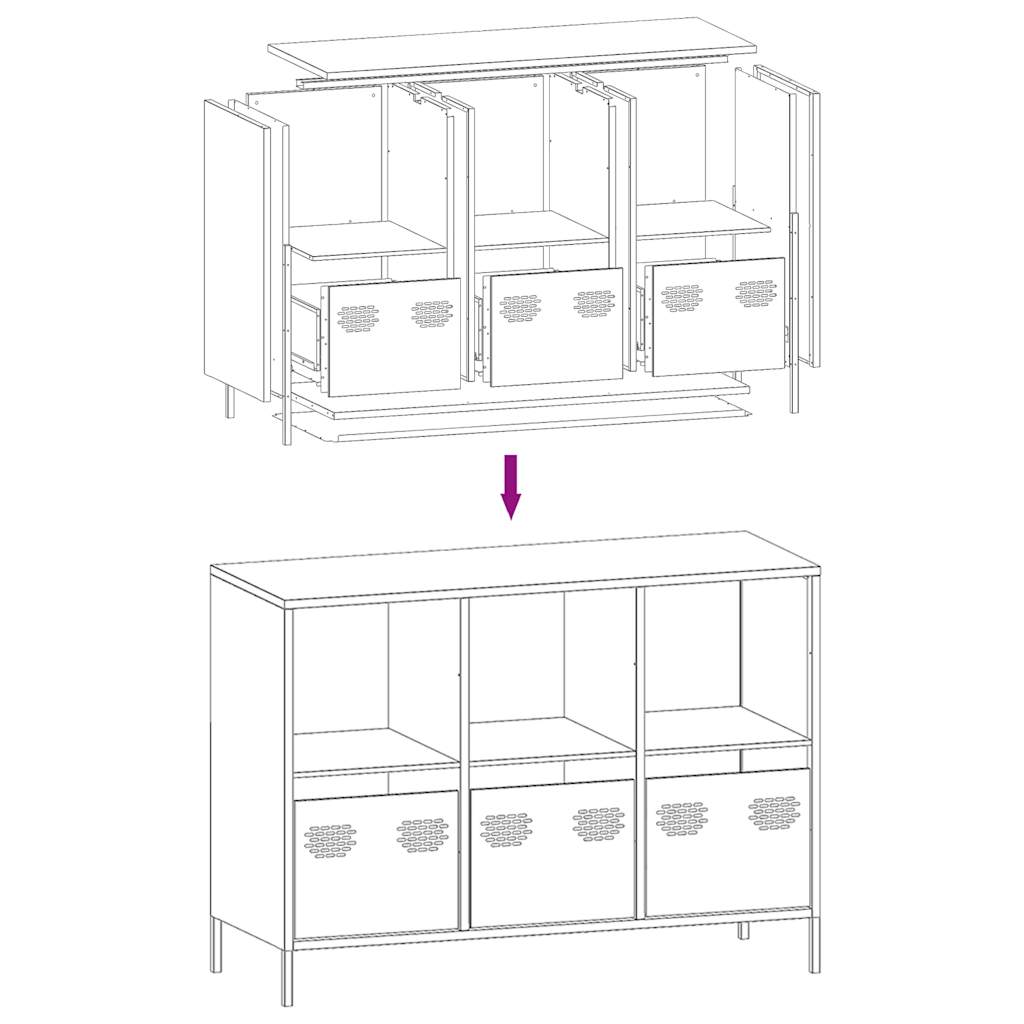 Dressoir 101,5x39x73,5 cm koudgewalst staal antracietkleurig - AllerleiShop