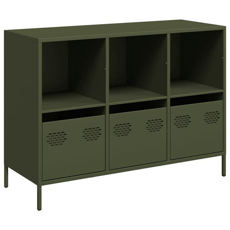 Dressoir 101,5x39x73,5 cm koudgewalst staal olijfgroen - AllerleiShop