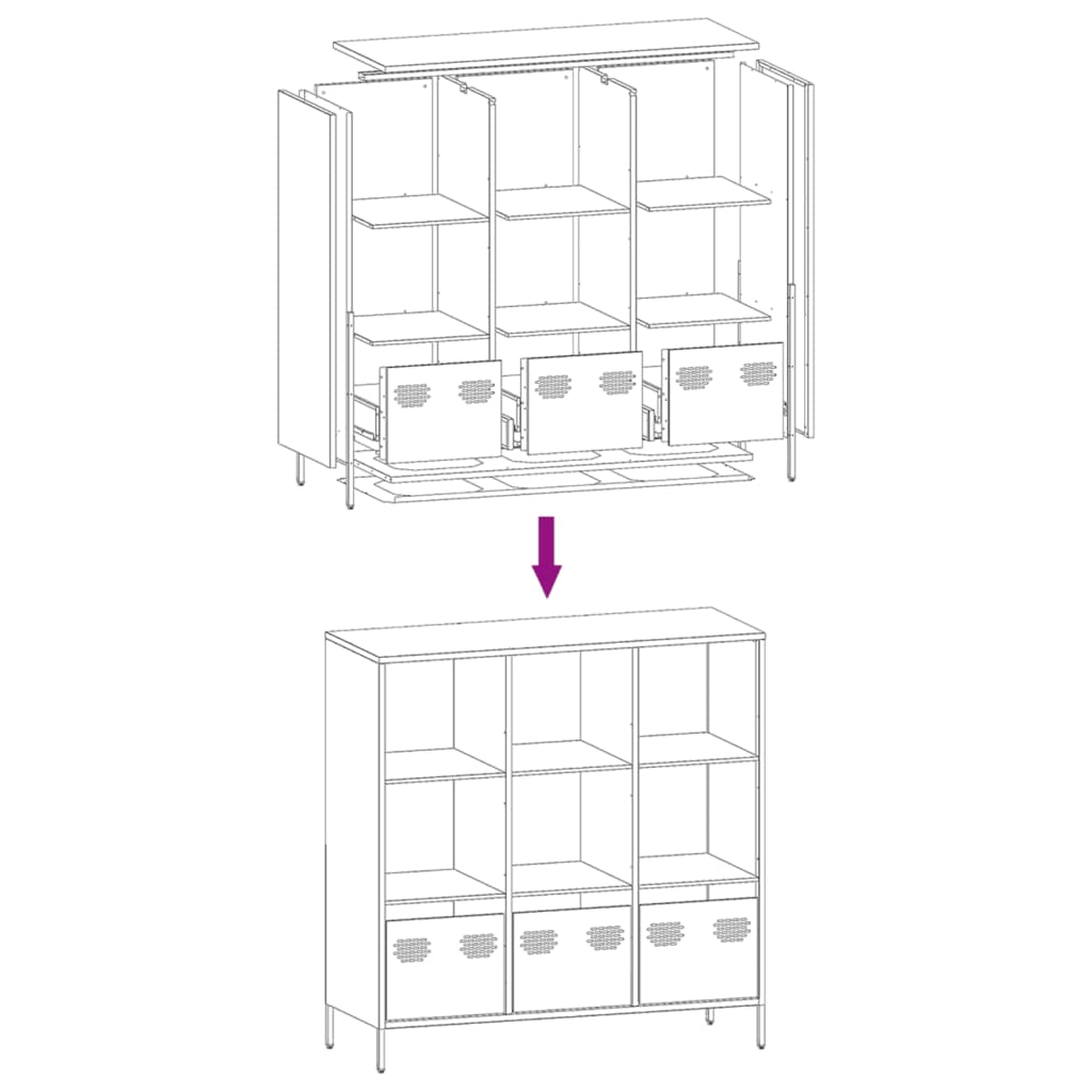 Hoge kast 101,5x39x103,5 cm staal zwart - AllerleiShop