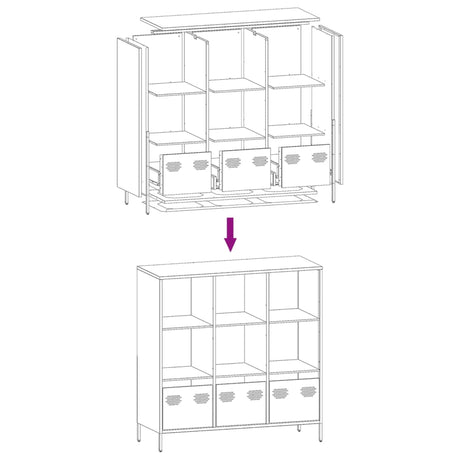 Hoge kast 101,5x39x103,5 cm staal zwart - AllerleiShop