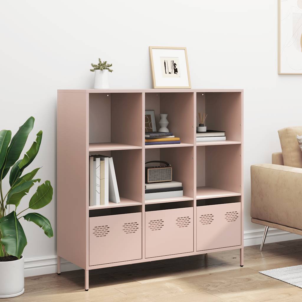 Hoge kast 101,5x39x103,5 cm staal roze - AllerleiShop