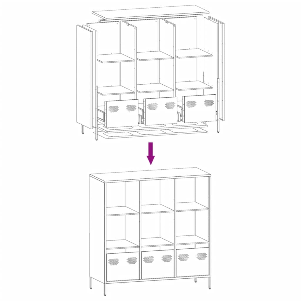 Hoge kast 101,5x39x103,5 cm staal antracietkleurig - AllerleiShop