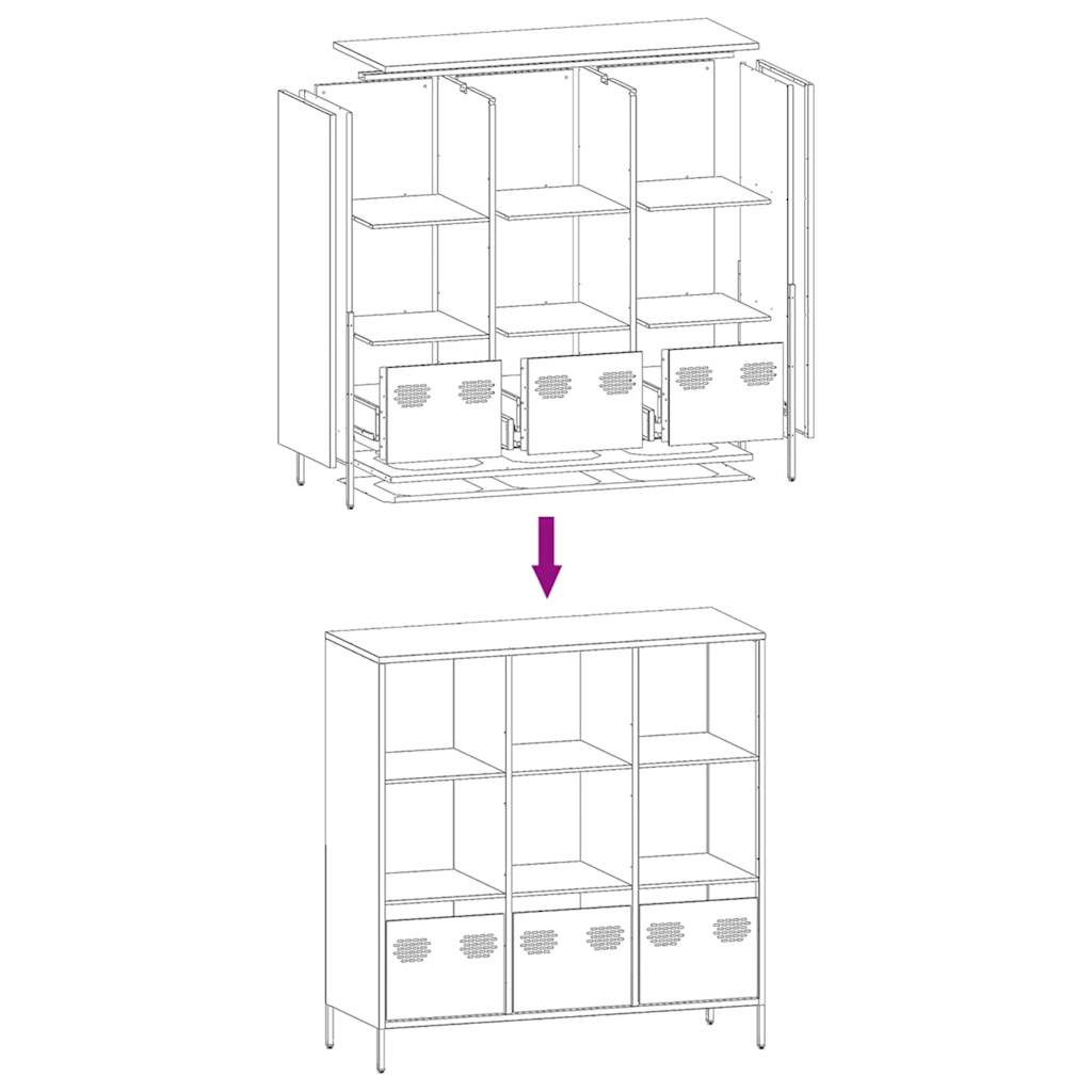 Hoge kast 101,5x39x103,5 cm staal mosterdgeel - AllerleiShop