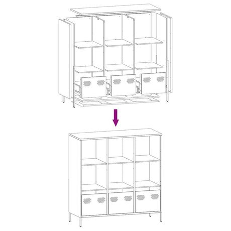 Hoge kast 101,5x39x103,5 cm staal mosterdgeel - AllerleiShop