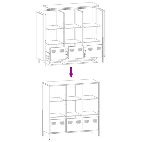 Hoge kast 101,5x39x103,5 cm staal wit - AllerleiShop