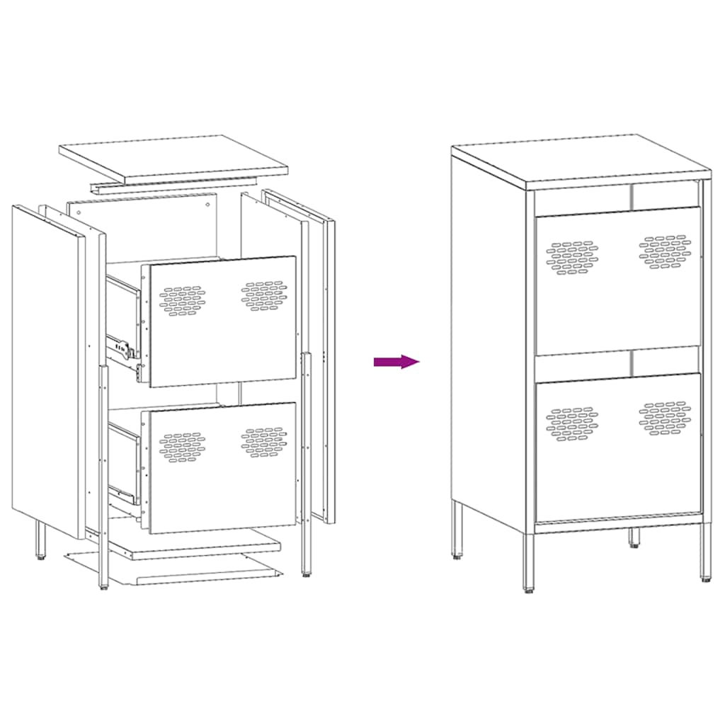 Dressoir 35x39x73,5 cm koudgewalst staal zwart - AllerleiShop