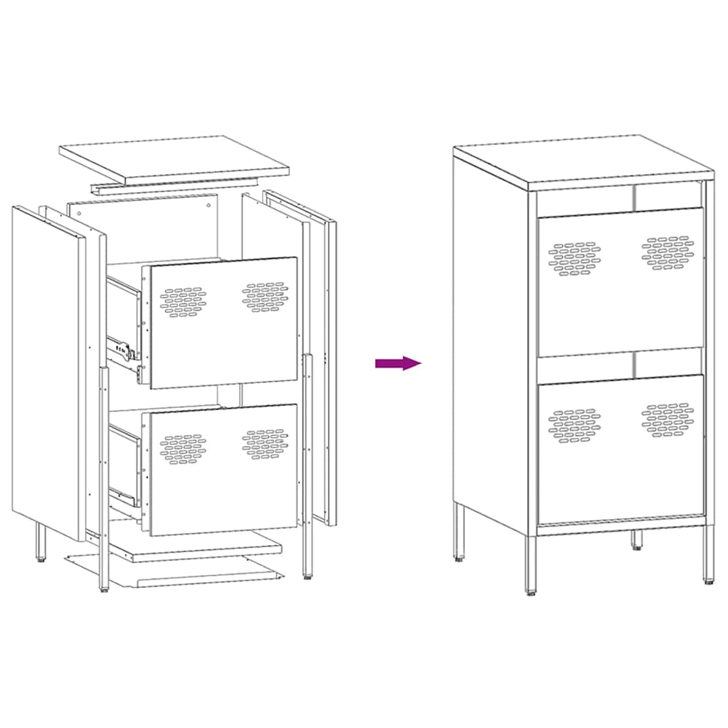 Dressoir 35x39x73,5 cm koudgewalst staal roze - AllerleiShop