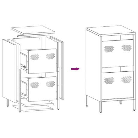 Dressoir 35x39x73,5 cm koudgewalst staal mosterdgeel - AllerleiShop