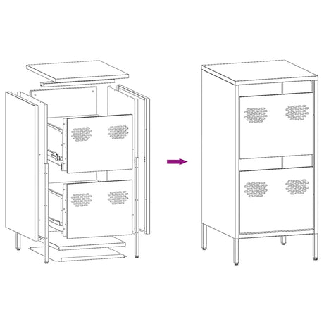 Dressoir 35x39x73,5 cm koudgewalst staal olijfgroen - AllerleiShop