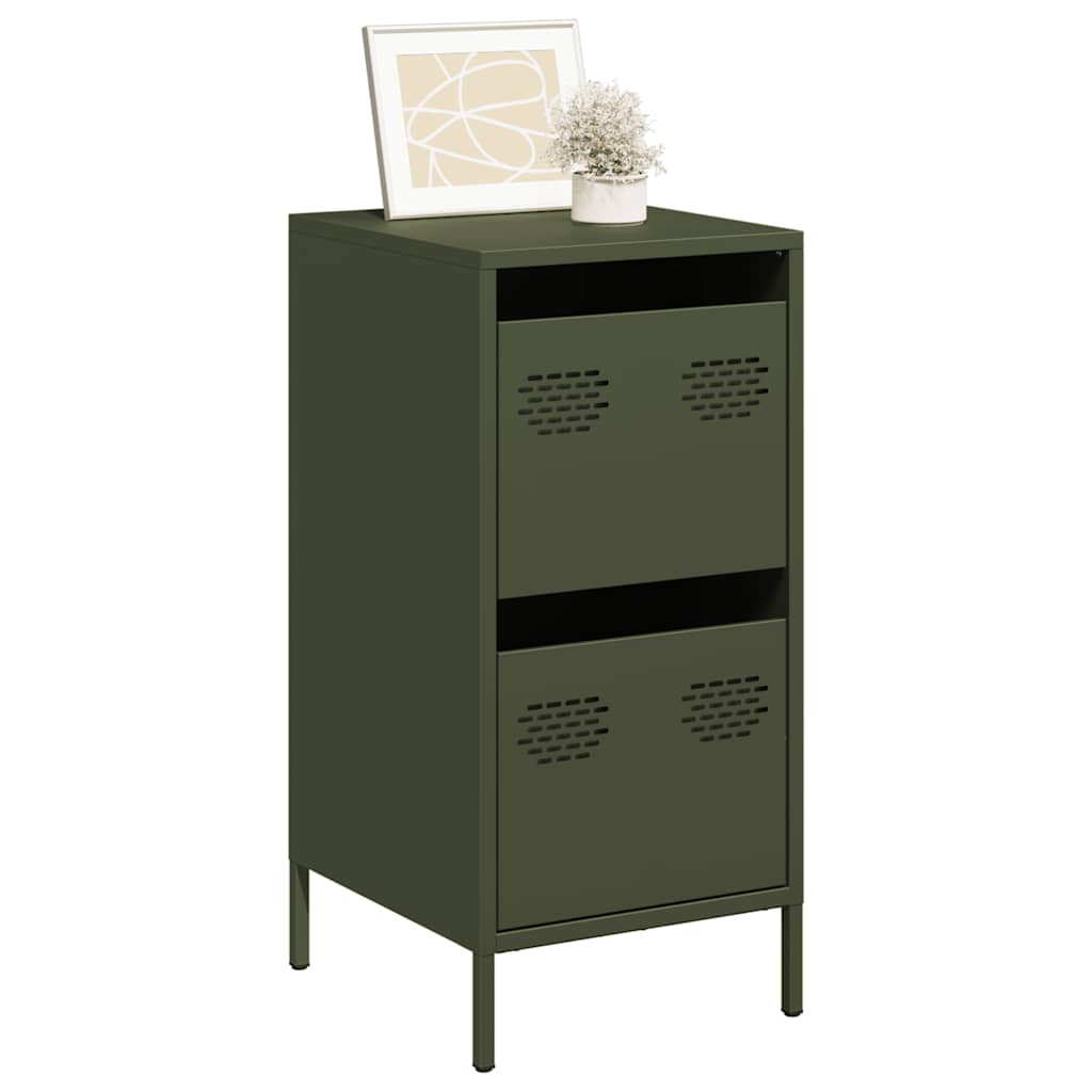 Dressoir 35x39x73,5 cm koudgewalst staal olijfgroen - AllerleiShop