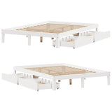 Bedframe met lades massief grenenhout wit 140x200 cm