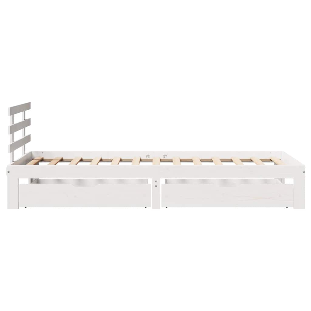 Bedframe met lades massief grenenhout wit 100x200 cm