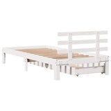 Bedframe met lades massief grenenhout wit 100x200 cm