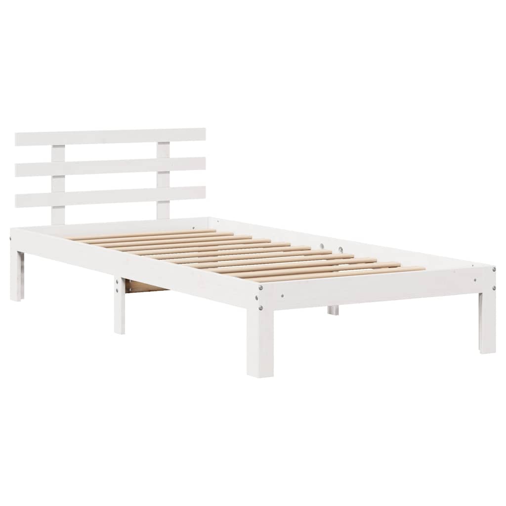 Bedframe met lades massief grenenhout wit 100x200 cm