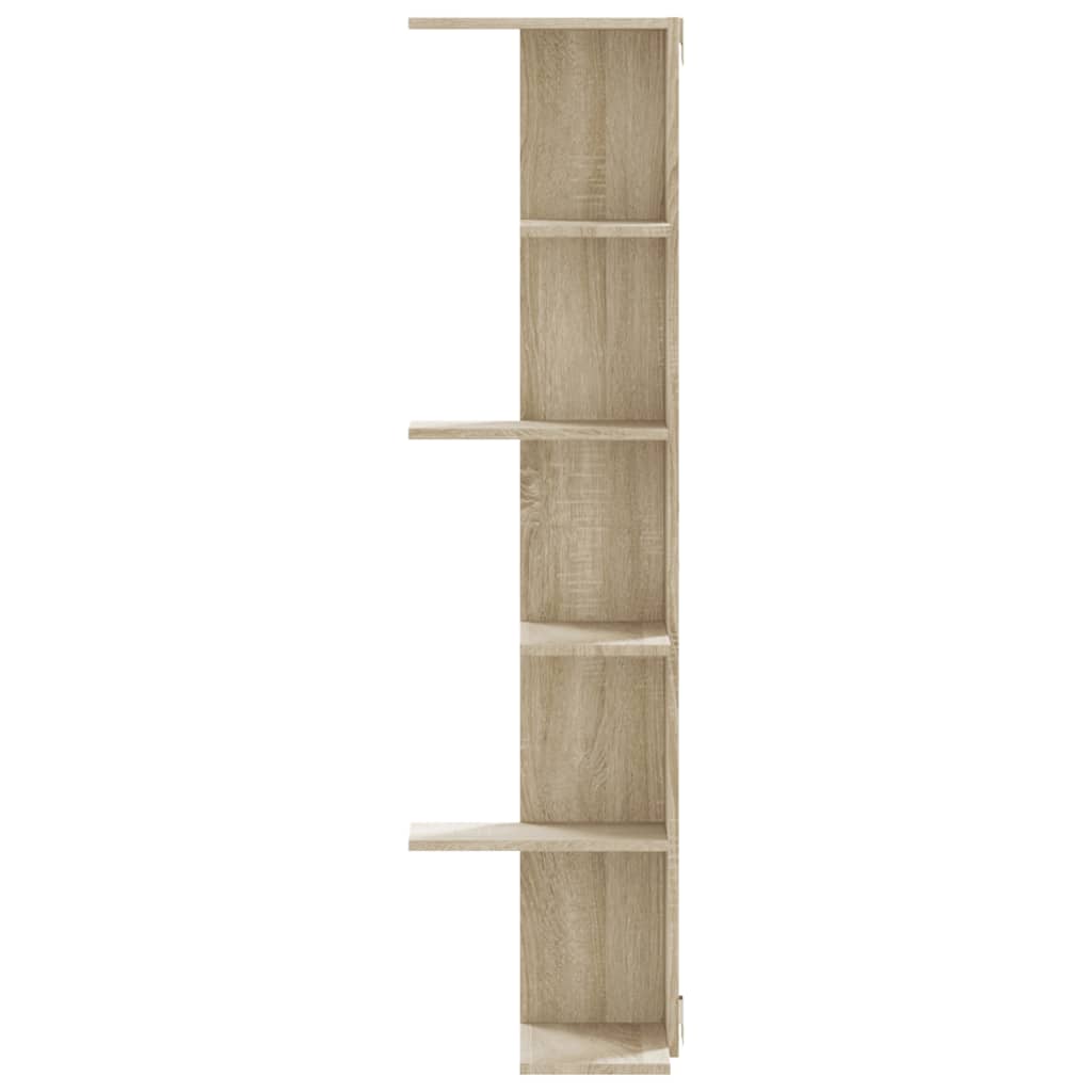 Hoekwandschap 36,5x36,5x140 cm bewerkt hout sonoma eikenkleurig - AllerleiShop