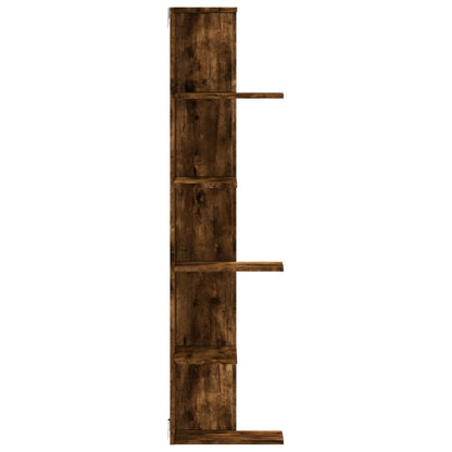 Hoekwandschap 36,5x36,5x140 cm bewerkt hout gerookt eikenkleur - AllerleiShop