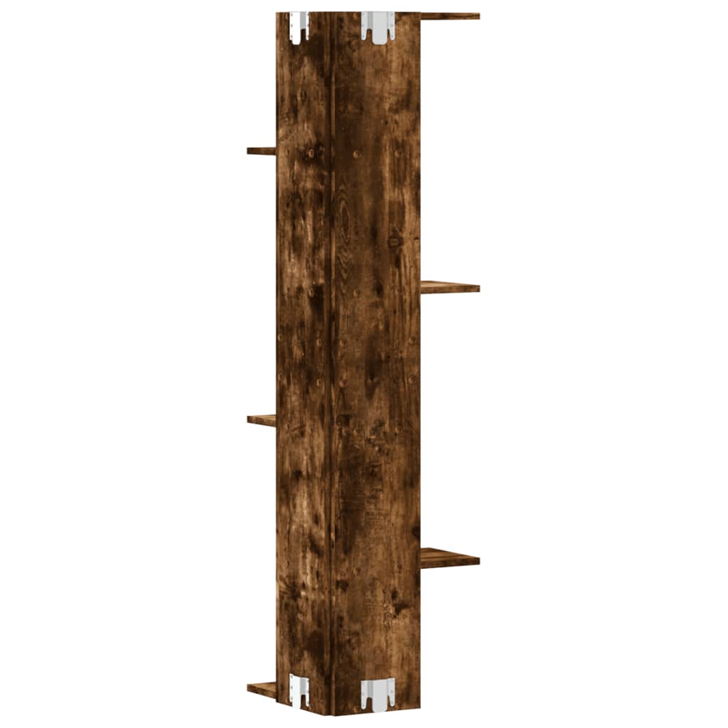 Hoekwandschap 36,5x36,5x140 cm bewerkt hout gerookt eikenkleur - AllerleiShop