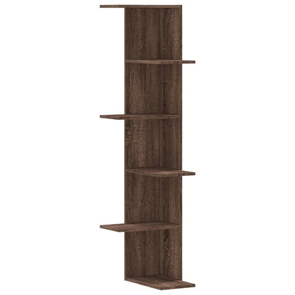 Hoekwandschap 36,5x36,5x140 cm bewerkt hout bruin eikenkleurig - AllerleiShop