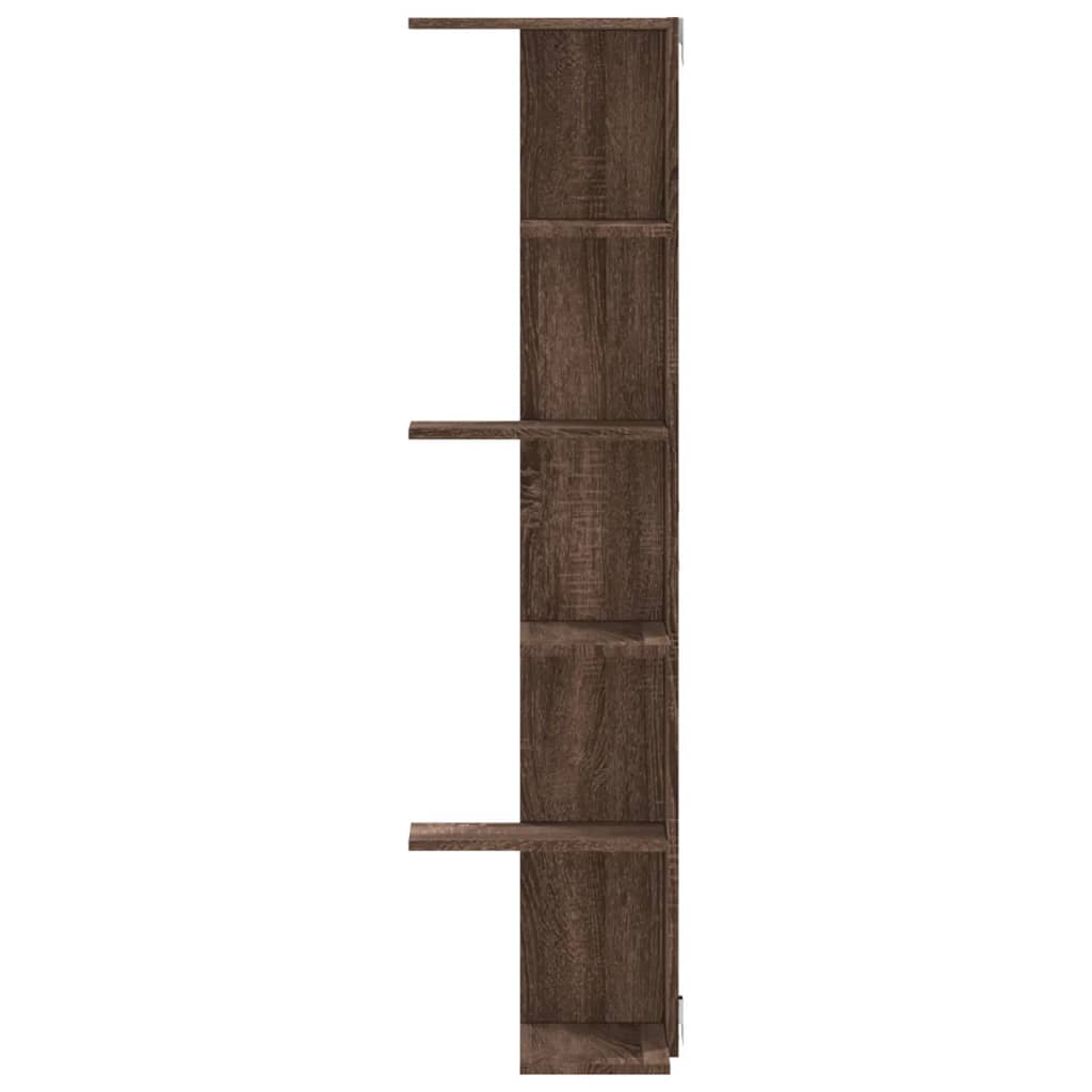 Hoekwandschap 36,5x36,5x140 cm bewerkt hout bruin eikenkleurig - AllerleiShop