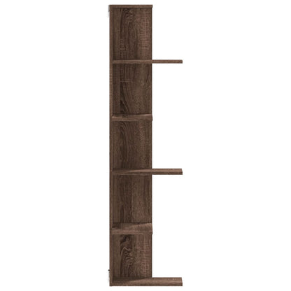 Hoekwandschap 36,5x36,5x140 cm bewerkt hout bruin eikenkleurig - AllerleiShop