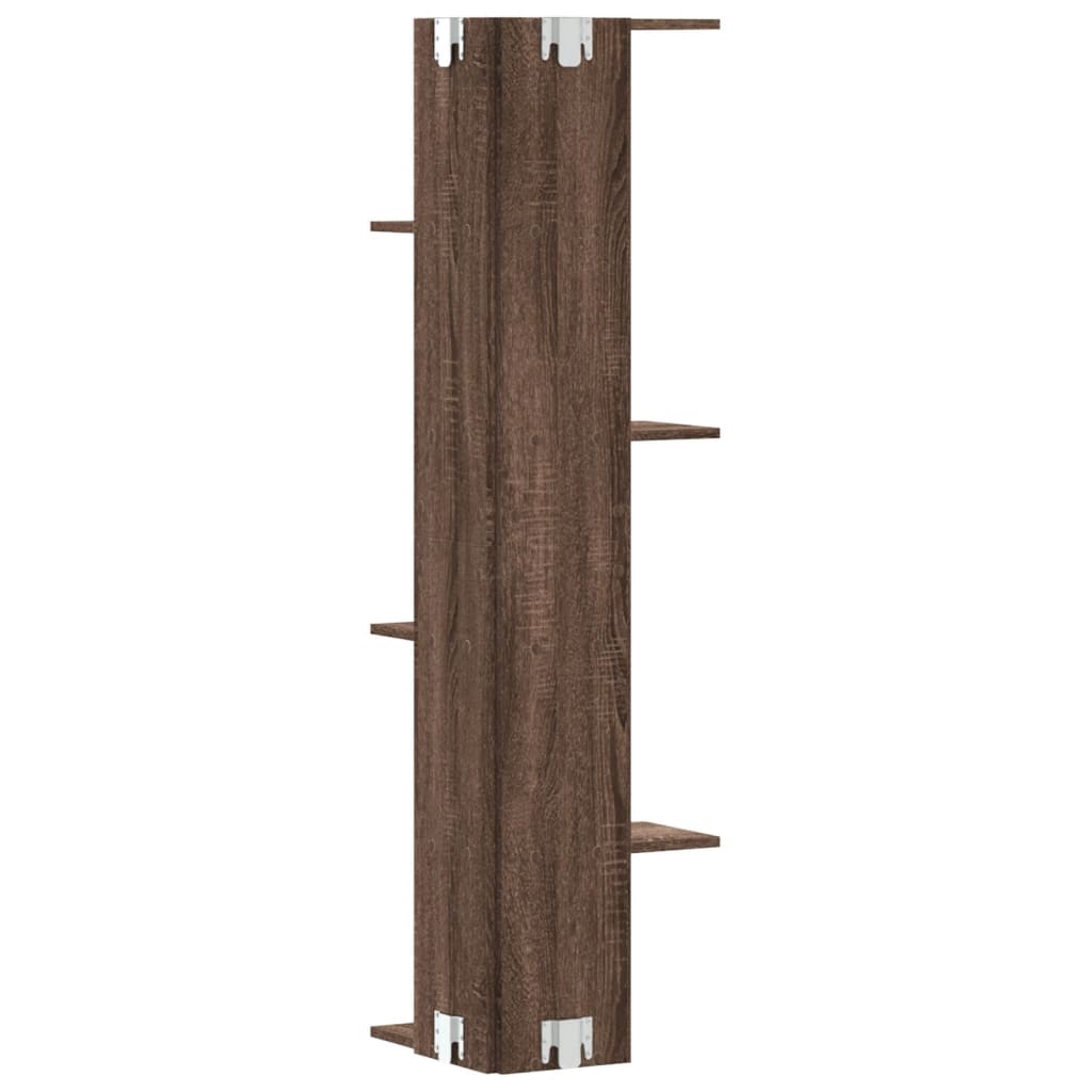 Hoekwandschap 36,5x36,5x140 cm bewerkt hout bruin eikenkleurig - AllerleiShop