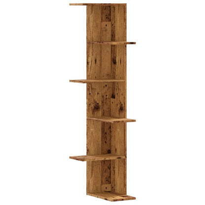 Hoekwandschap 36,5x36,5x140 cm bewerkt hout out houtkleurig - AllerleiShop