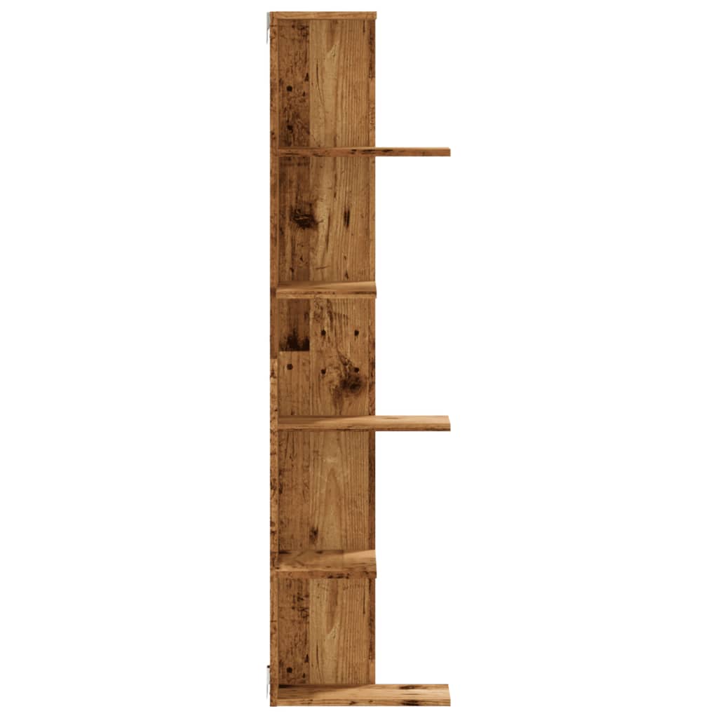 Hoekwandschap 36,5x36,5x140 cm bewerkt hout out houtkleurig - AllerleiShop