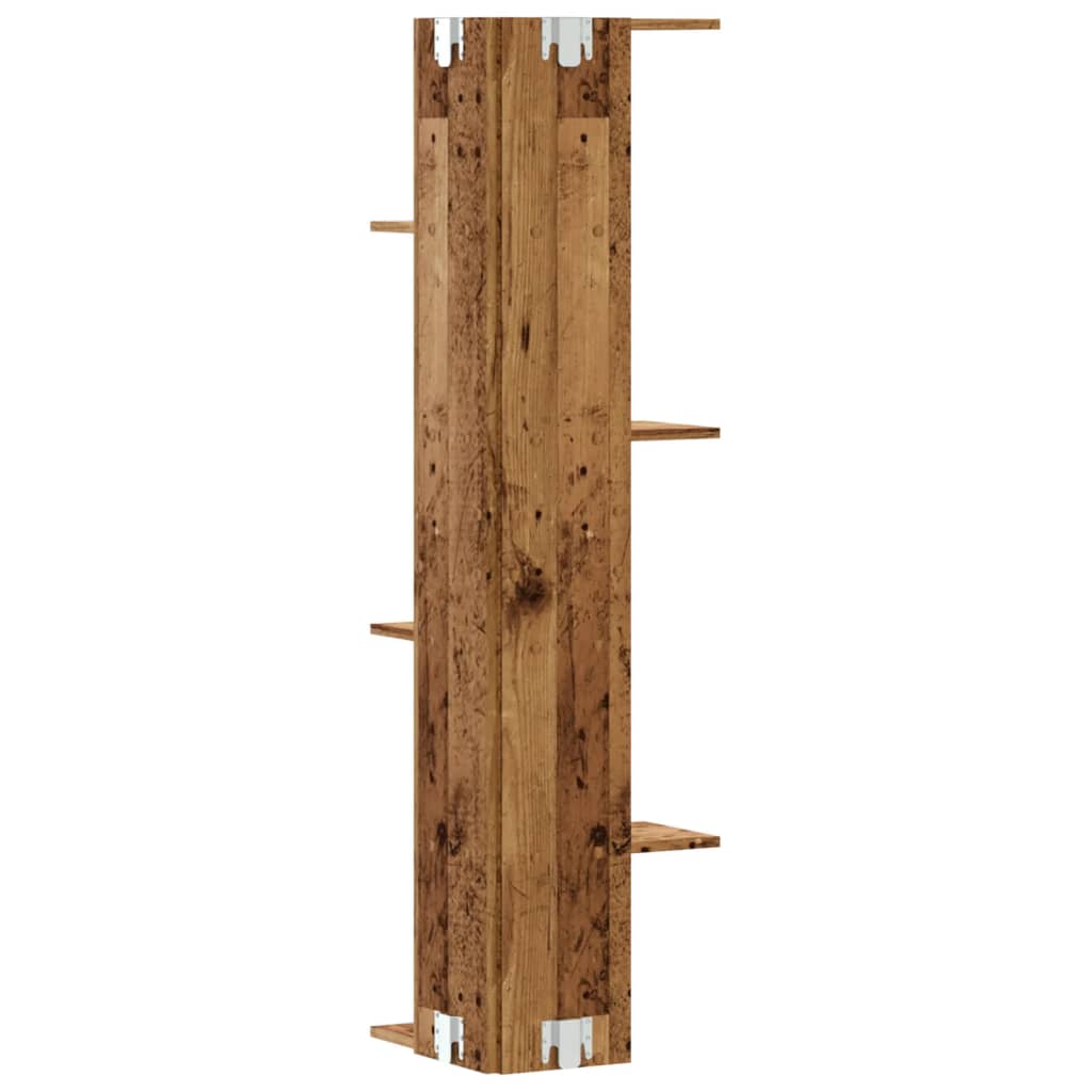 Hoekwandschap 36,5x36,5x140 cm bewerkt hout out houtkleurig - AllerleiShop