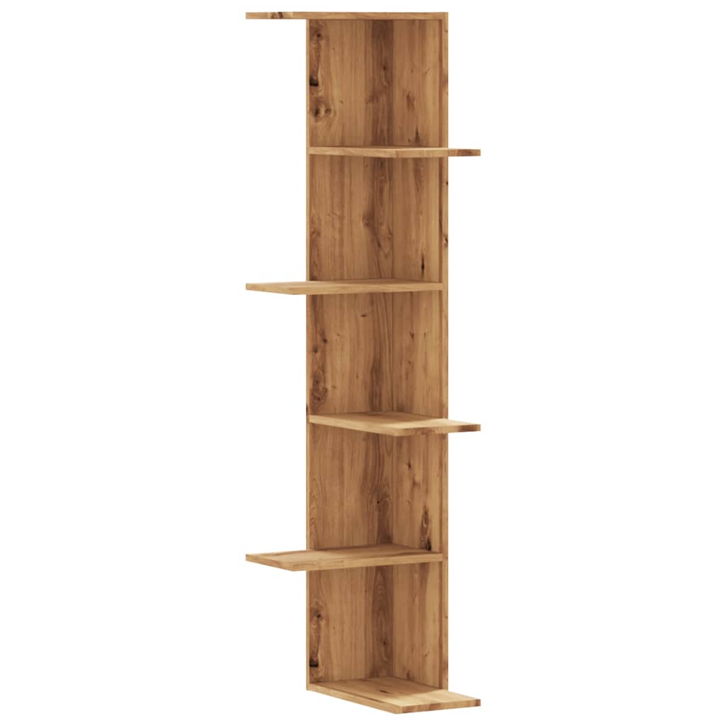 Hoekwandschap 36,5x36,5x140 cm bewerkt hout artisanaal eiken - AllerleiShop