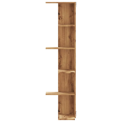 Hoekwandschap 36,5x36,5x140 cm bewerkt hout artisanaal eiken - AllerleiShop