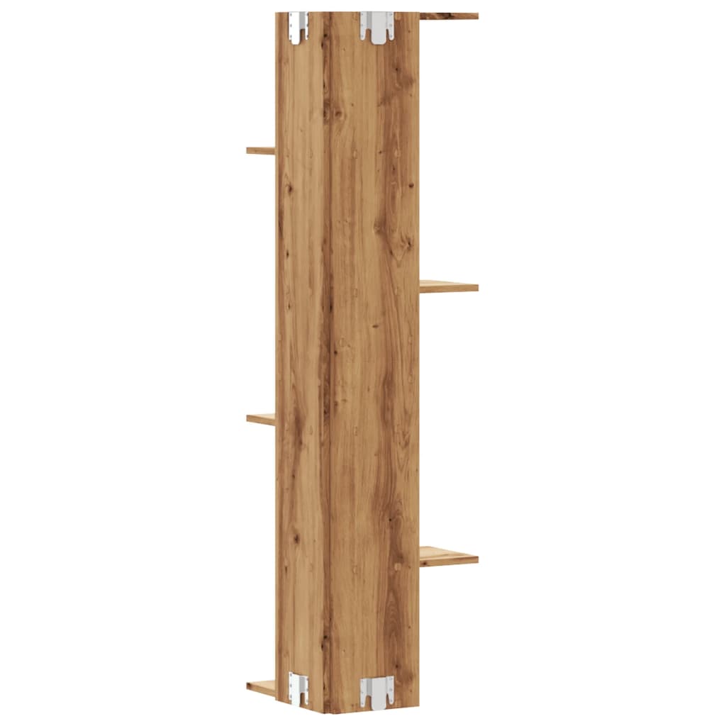 Hoekwandschap 36,5x36,5x140 cm bewerkt hout artisanaal eiken - AllerleiShop