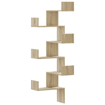 Hoekwandschap 45x45x147 cm bewerkt hout sonoma eikenkleurig - AllerleiShop