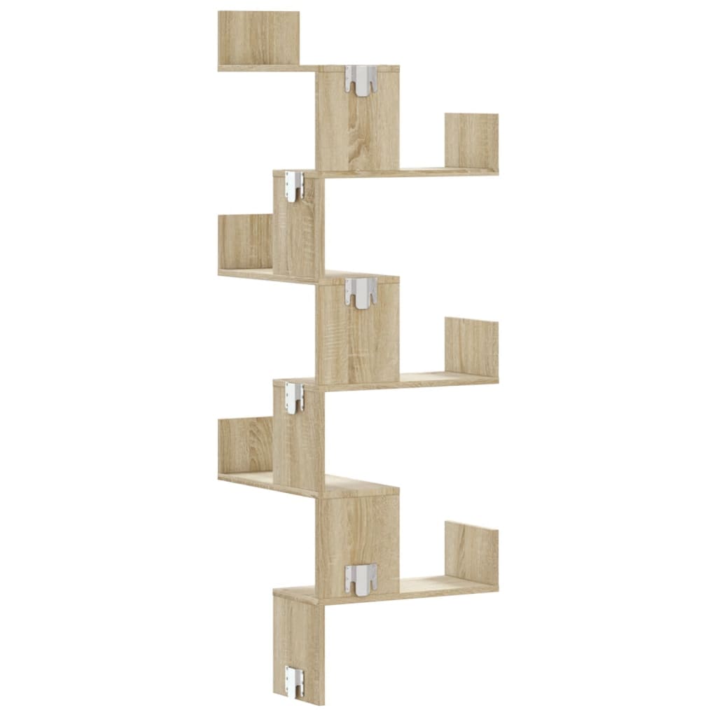 Hoekwandschap 45x45x147 cm bewerkt hout sonoma eikenkleurig - AllerleiShop