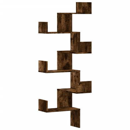 Hoekwandschap 45x45x147 cm bewerkt hout gerookt eikenkleurig - AllerleiShop