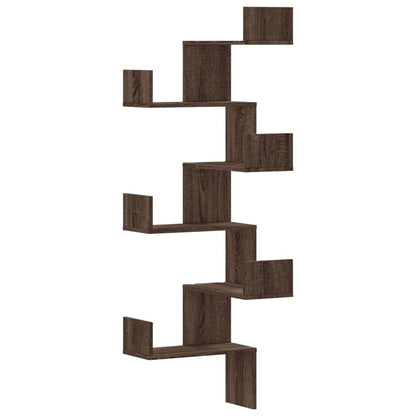 Hoekwandschap 45x45x147 cm bewerkt hout bruin eikenkleurig - AllerleiShop