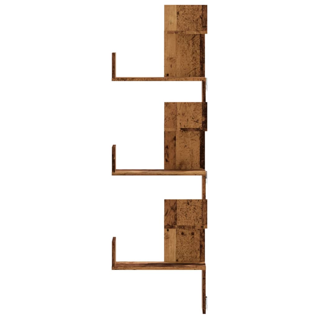 Hoekwandschap 45x45x147 cm bewerkt hout out houtkleurig - AllerleiShop