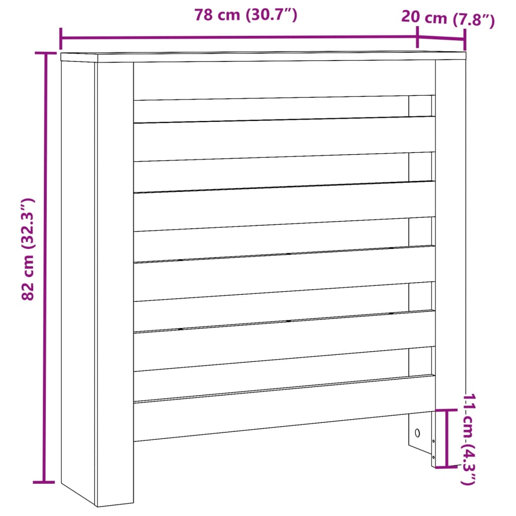 Radiatorombouw 78x20x82 cm bewerkt hout zwart - AllerleiShop