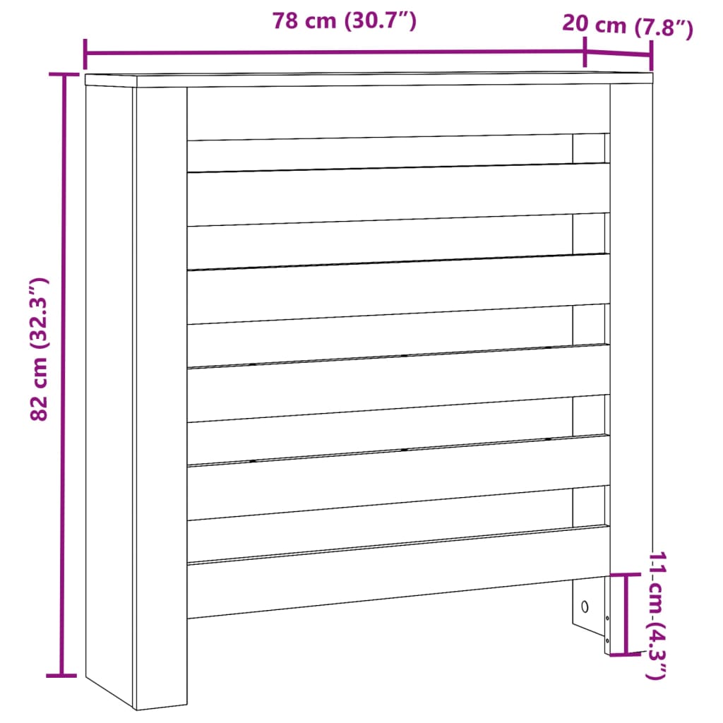 Radiatorombouw 78x20x82 cm bewerkt hout gerookt eikenkleurig - AllerleiShop