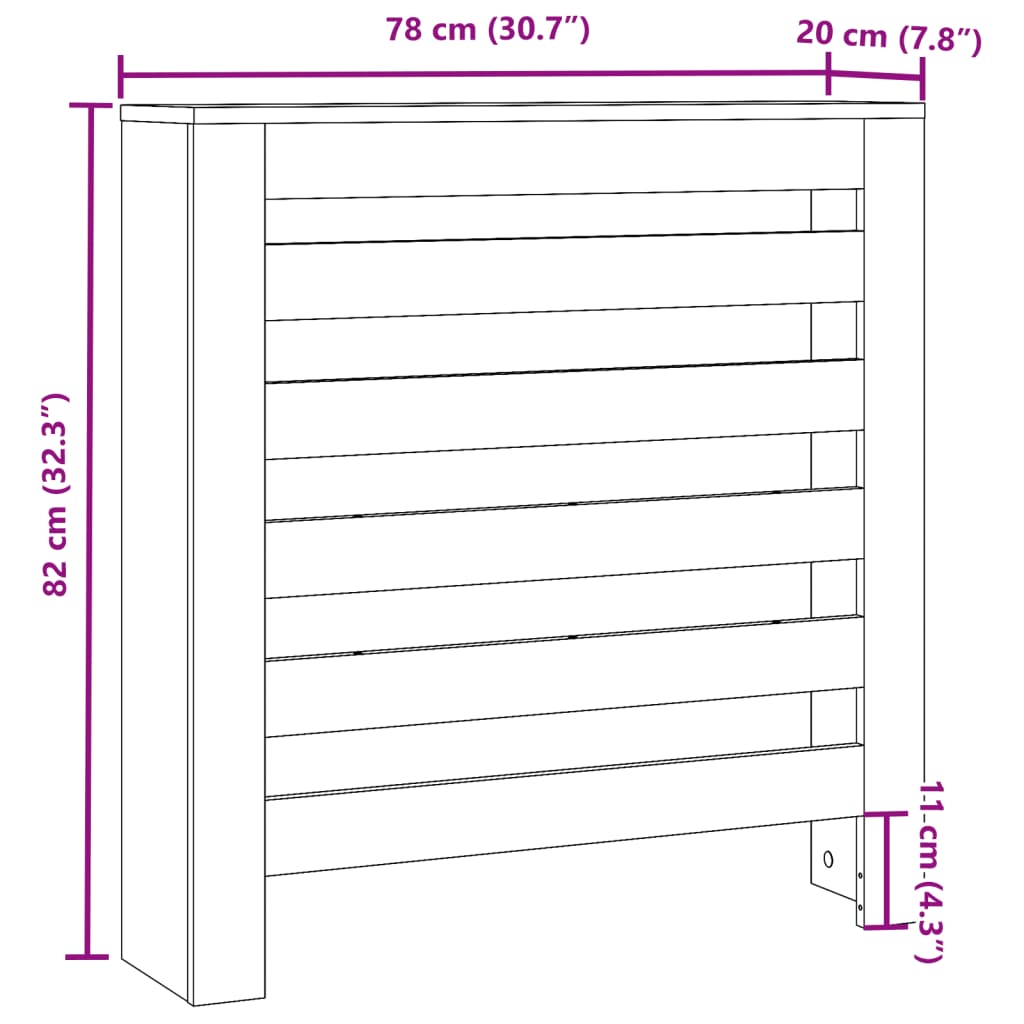 Radiatorombouw 78x20x82 cm bewerkt hout oud hout - AllerleiShop